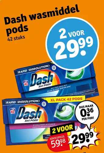 Kruidvat Dash Wasmiddel pods 42 stuks aanbieding