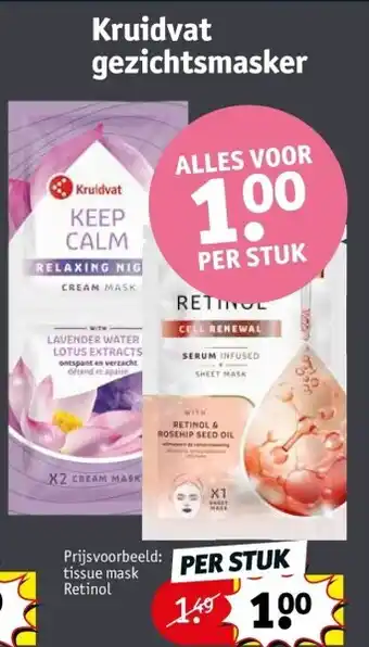 Kruidvat Kruidvat gezichtsmasker aanbieding