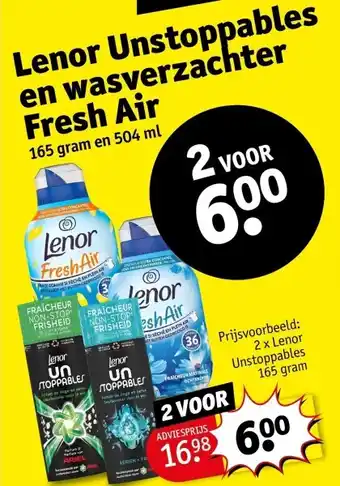 Kruidvat Lenor Unstoppables en wasverzachter Fresh Air aanbieding