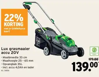 GAMMA Lux grasmaaier accu 20V aanbieding