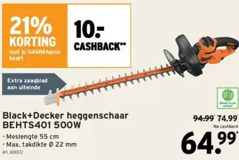 GAMMA Black+Decker heggenschaar BEHTS401 500W aanbieding