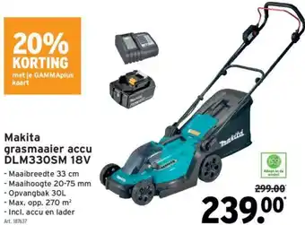 GAMMA Makita grasmaaier accu DLM330SM 18V aanbieding