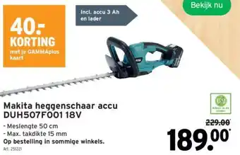 GAMMA Makita heggenschaar accu DUH507F001 18V aanbieding