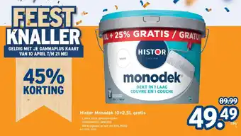 GAMMA Histor Monodek 10+2,5L gratis aanbieding