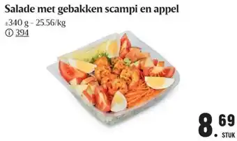 Buurtslagers Salade met gebakken scampi en appel aanbieding