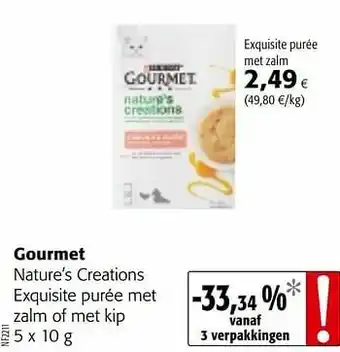 Colruyt Gourmet nature’s creations exquisite purée met zalm of met kip aanbieding