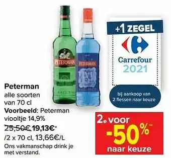 Carrefour Peterman viooltje aanbieding