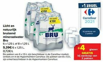 Carrefour Licht en natuurlijk bruisend mineraalwater bru aanbieding