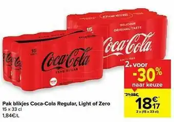 Carrefour Market Pak blikjes coca-cola regular, light of zero aanbieding