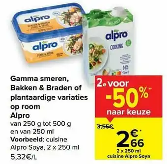 Carrefour Market Alpro cuisine alpro soya, aanbieding
