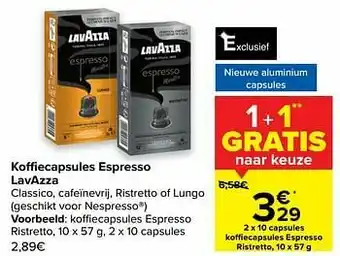 Carrefour Market Lavazza koffiecapsules espresso ristretto aanbieding