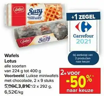 Carrefour Lotus luikse miniwafels met chocolade aanbieding