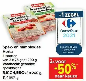 Carrefour Herta gerookte spekblokjes aanbieding