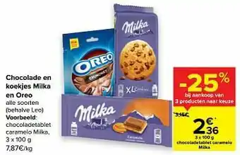 Carrefour Chocoladetablet caramelo milka aanbieding