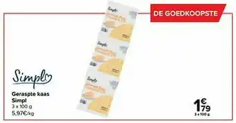 Carrefour Geraspte kaas simpl aanbieding
