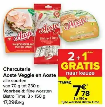 Carrefour Aoste fijne worsten bistro time aanbieding