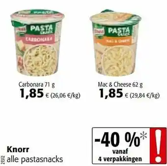 Colruyt Knorr alle pastasnacks aanbieding