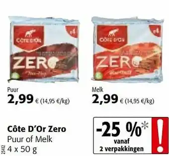 Colruyt Côte d’or zero puur of melk aanbieding