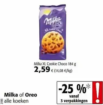 Colruyt Milka xl cookie choco aanbieding