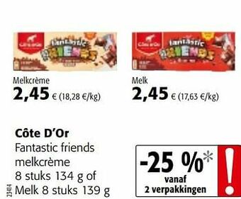 Colruyt Côte d’or fantastic friends melkcrème of melk aanbieding