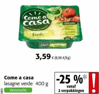 Colruyt Come a casa lasagne verde aanbieding