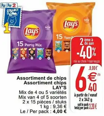 Cora Assortiment de chips assortiment chips lay`s aanbieding