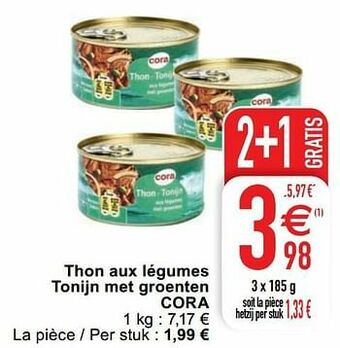 Cora Thon aux légumes tonijn met groenten cora aanbieding