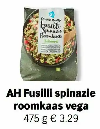 Albert Heijn Ah fusilli spinazie roomkaas vega aanbieding