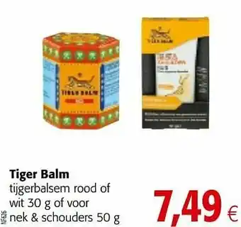 Colruyt Tiger balm tijgerbalsem rood of wit of voor nek + schouders aanbieding
