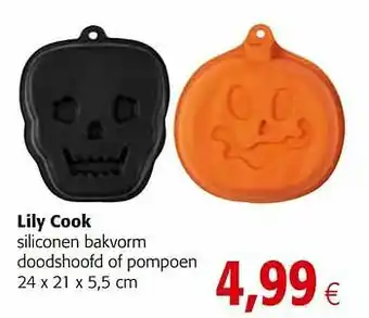 Colruyt Lily cook siliconen bakvorm doodshoofd of pompoen aanbieding