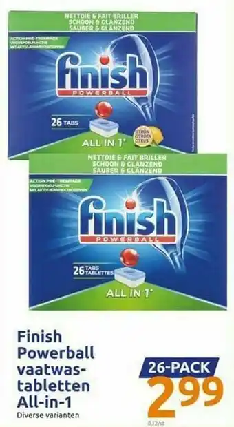 Action Finish powerball vaatwas- tabletten all-in-l aanbieding