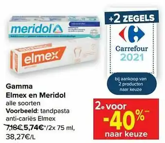 Carrefour Tandpasta anti-cariës elmex aanbieding