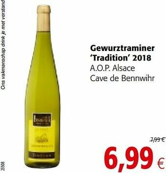 Colruyt Gewurztraminer tradition 2018 a.o.p. alsace cave de bennwihr aanbieding