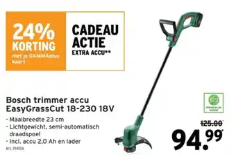 GAMMA Bosch trimmer accu EasyGrassCut 18-230 18V aanbieding