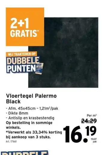 GAMMA Vloertegel Palermo Black aanbieding