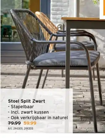 GAMMA Stoel Split Zwart aanbieding