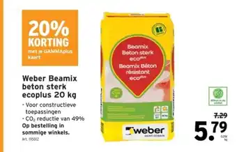 GAMMA Weber Beamix beton sterk ecoplus 20 kg aanbieding