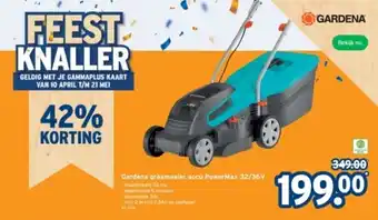 GAMMA Gardena grasmaaier accu PowerMax 32/36V aanbieding