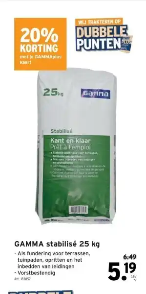 GAMMA GAMMA stabilisé 25 kg aanbieding