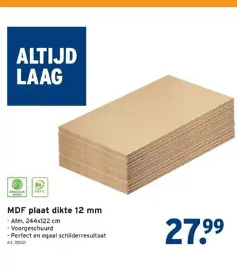 GAMMA MDF plaat dikte 12 mm aanbieding