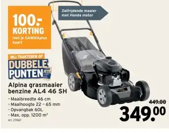 GAMMA Alpina grasmaaier benzine AL4 46 SH aanbieding