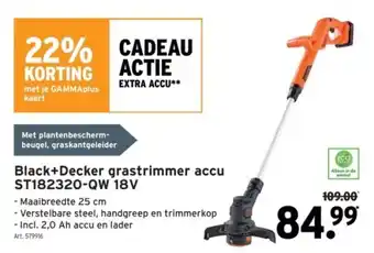 GAMMA Black+Decker grastrimmer accu ST182320-QW 18V aanbieding