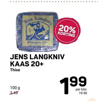 Ekoplaza Jens Langkniv Kaas 20+ 100g aanbieding