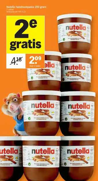 Albert Heijn Nutella Hazelnootpasta 200 gram Voor 2 stuks aanbieding