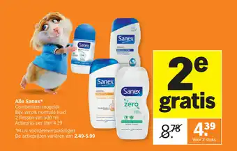 Albert Heijn Alle Sanex Voor 2 stuks aanbieding