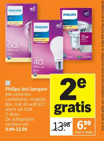 Albert Heijn Philips Led-Lampen Voor 2 stuks aanbieding