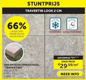 Zelfbouwmarkt KERAMISCHE TERRASTEGEL TRAVERTINO aanbieding