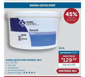 Zelfbouwmarkt SIGMA GEVELVERF EUROSIL WIT aanbieding