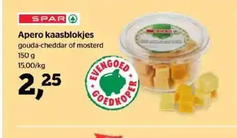 Spar Apero Kaasblokjes 150g aanbieding