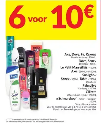 Intermarché Axe, Dove, Fa, Rexona 150ml per stuk aanbieding